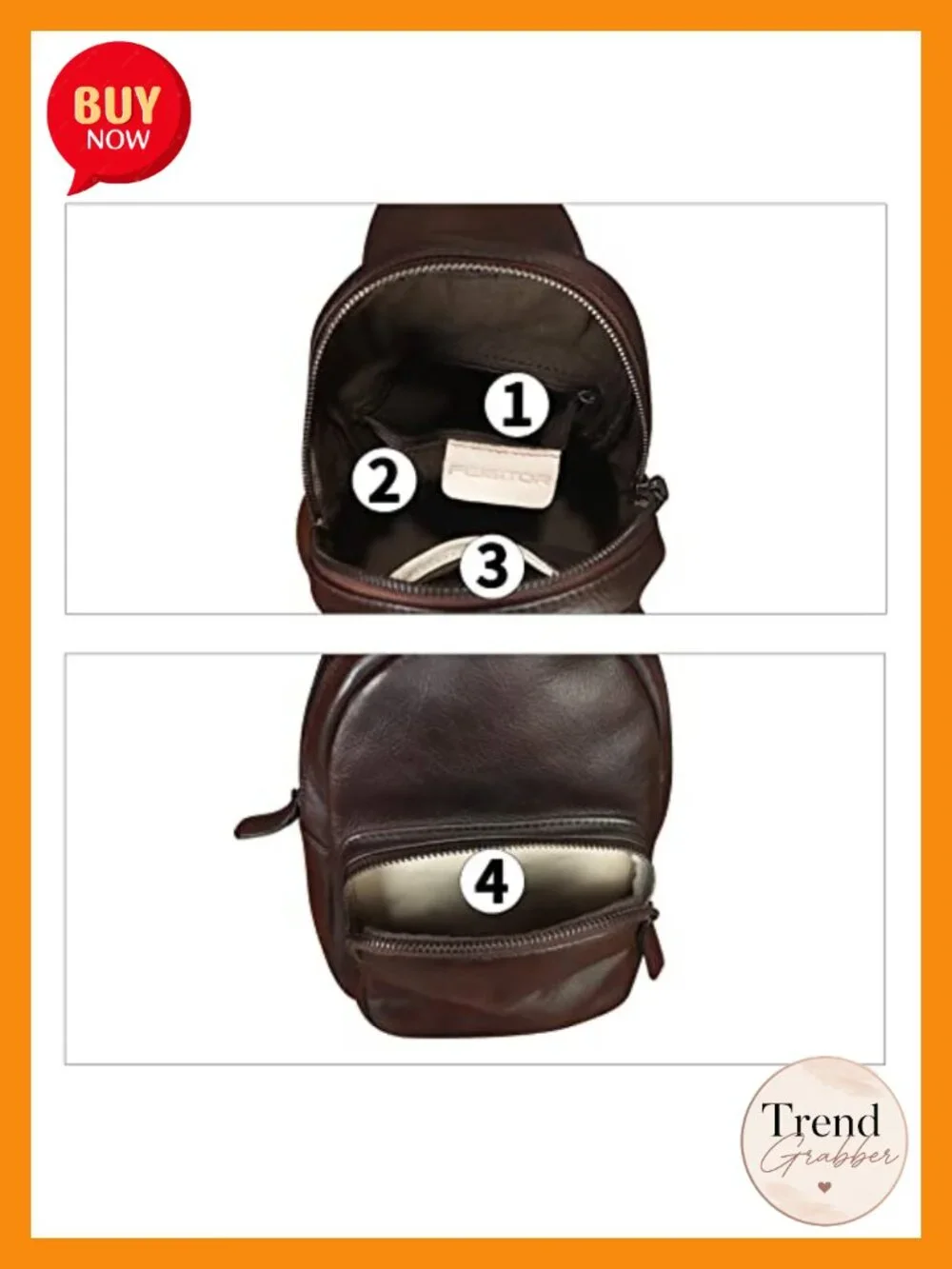 Genuine Leather Sling Bag Crossbody Backpack Handmade Chest Shoulder Daypack